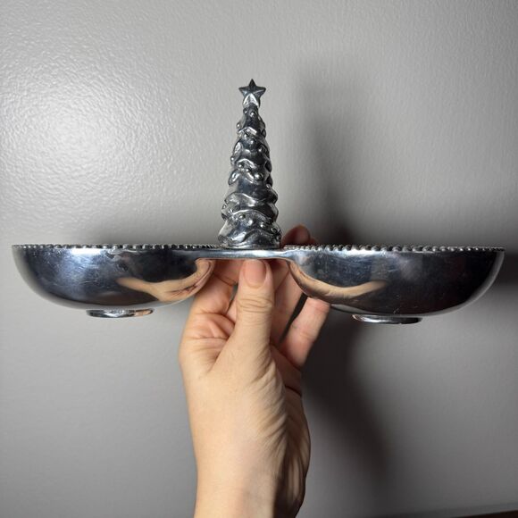 Vintage Mariposa Christmas Tree Double Bowl Serving Dish - Picture 9 of 12